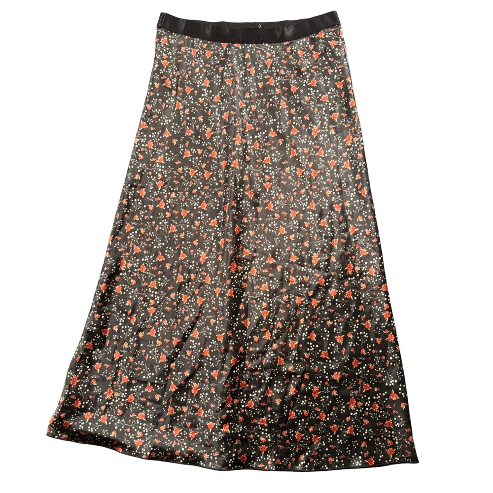 Knit Riot Floral Satin Midi Skirt Women M Fairy Grunge Coquette Y2K Cottagecore